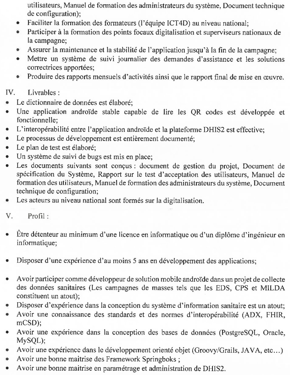 Publication d’un avis pour le recrutement d’un consultant technique national pour la digitalisation des campagnes MILDA et CPS -  Page 3