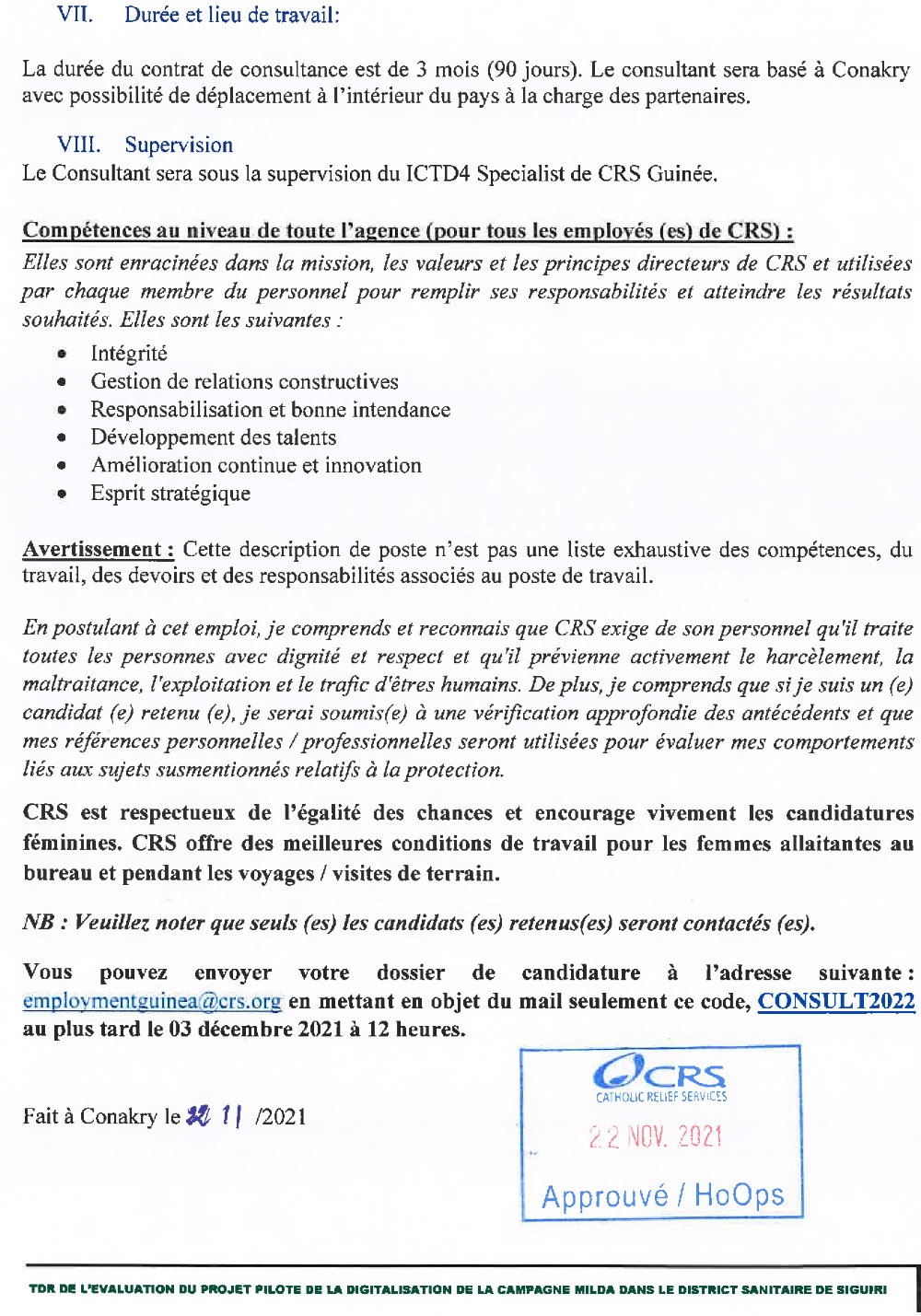 Publication d’un avis pour le recrutement d’un consultant technique national pour la digitalisation des campagnes MILDA et CPS -  Page 6