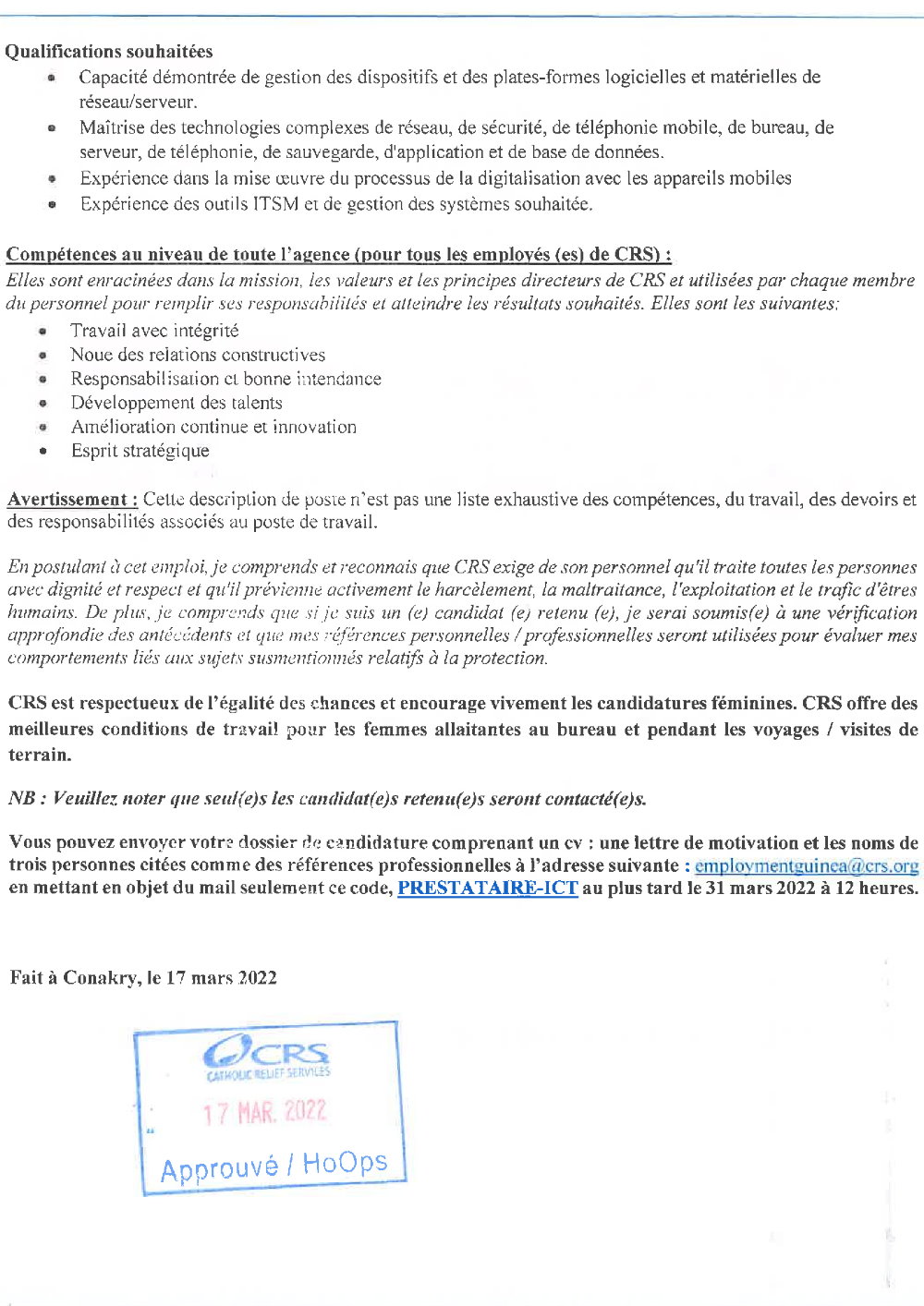 Avis de recrutement de deux (2) Prestataires en technologies d’information et de la communication (TIC)  page 3