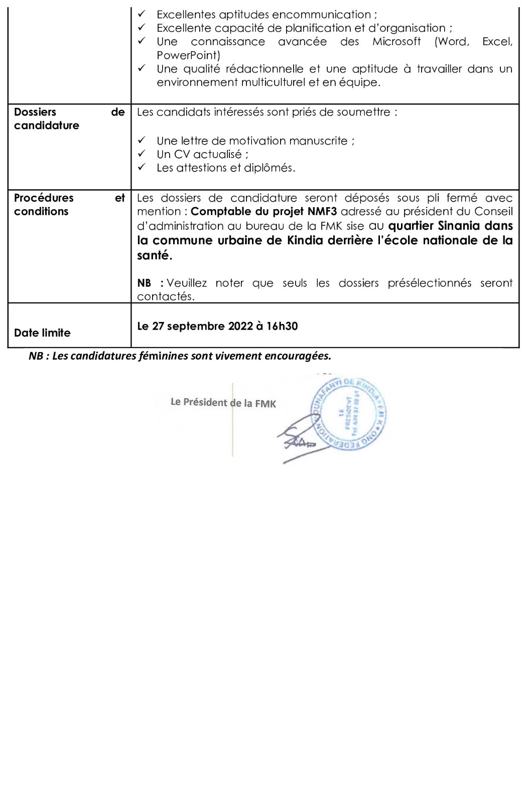 AVIS DE RECRUTEMENT COMPTABLE PROJET NMF3 PALU | page 3
