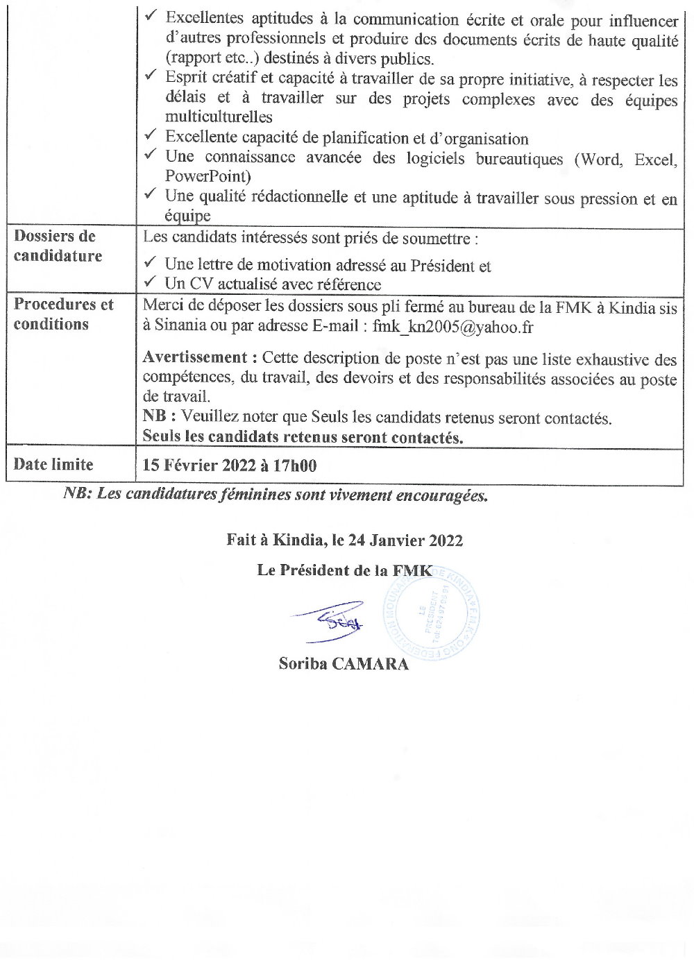 Avis de recrutement d'un logisticien page 4