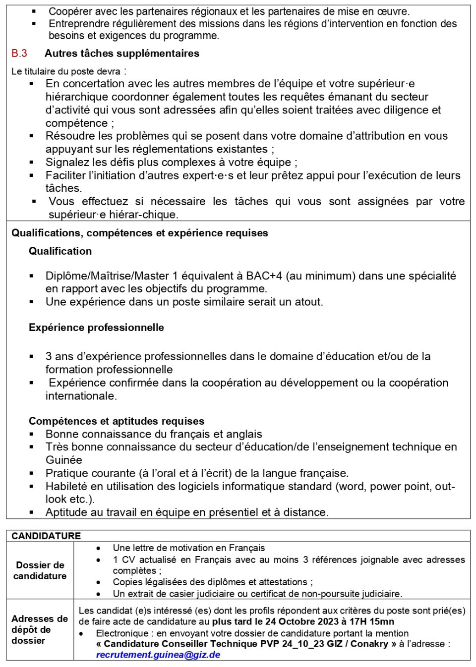 Avis de recrutement d'un(e) Conseiller(ère) Technique en Préparation à la Vie Professionnelle | Page 2