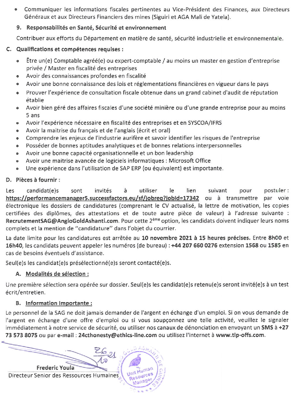 Avis de recrutement d'un directeur(rice) des taxes page 3