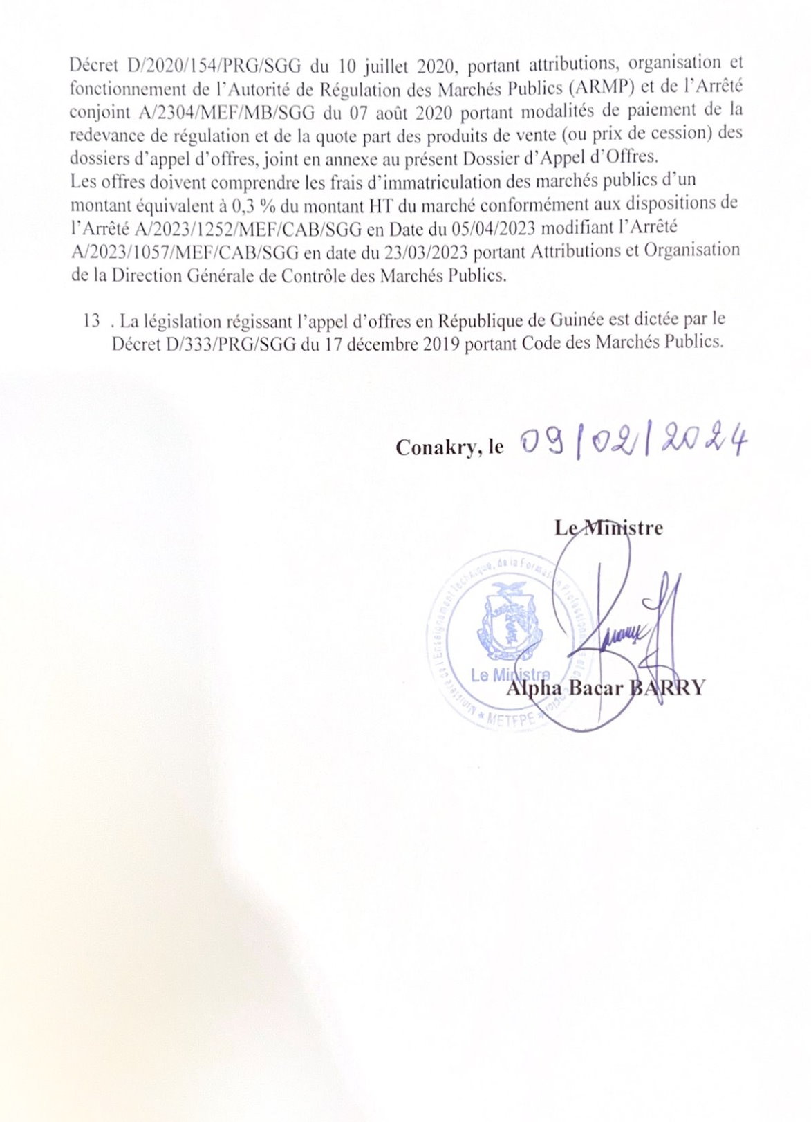 Avis d'appel d'offres pour le l'Acquisition de Pré-Imprimés pour les Examens de Sortie et Concours d'entrée 2024 | Page 3