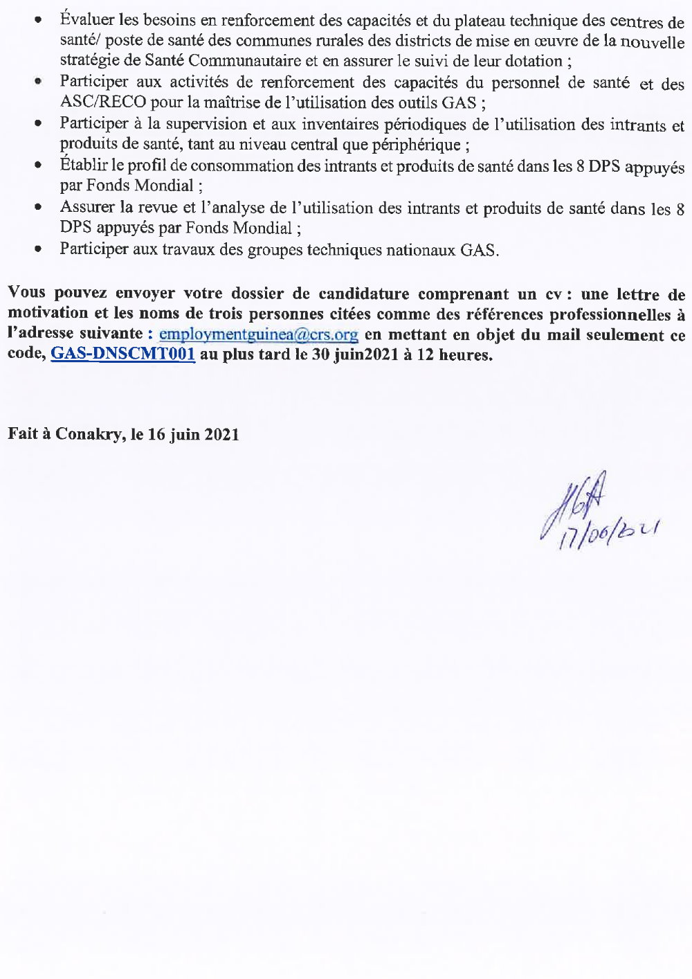 recrutement d’un(e) Chargé(e) de la Gestion des Approvisionnements et des Stocks - CRS p3