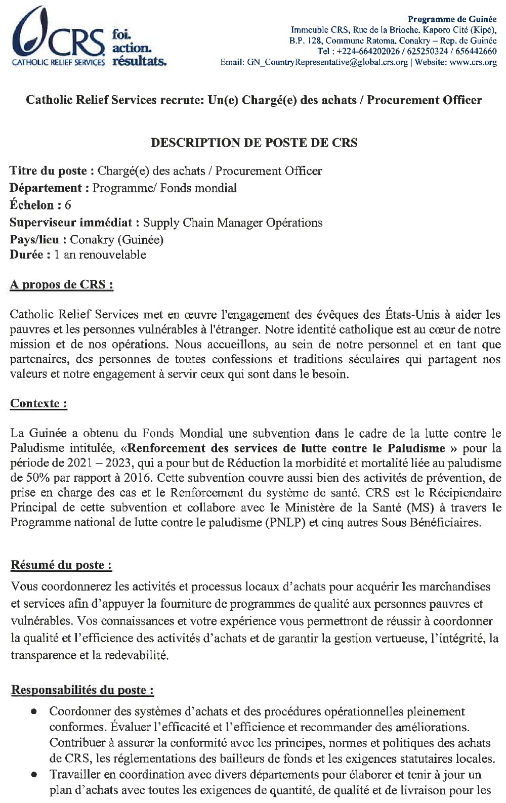 Recrutement D’un Procurement Officer  p1