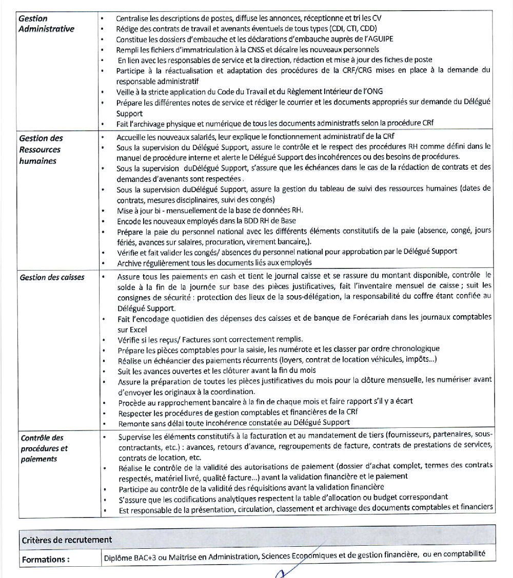 Offres d'emploi croix rouge en guinée, assistant administratif et financier p2