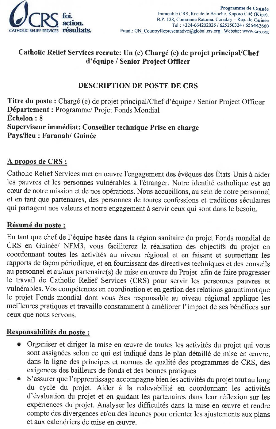 Offre d'emploi en guinée CRS guinée - p1