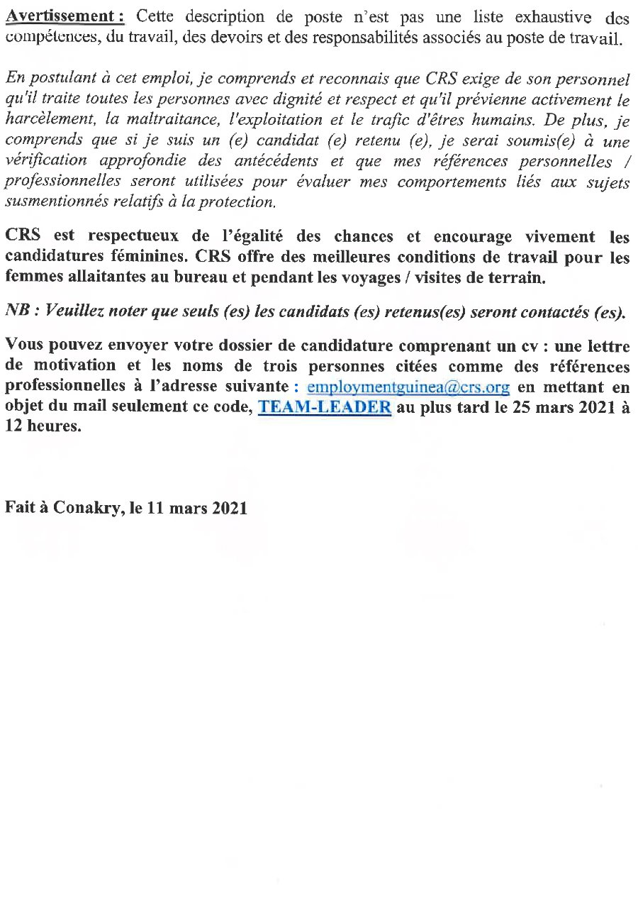 Offre d'emploi en guinée CRS guinée - p4