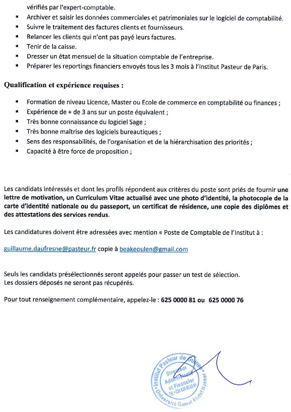 AVis de recrutement d'Un Comptable p2