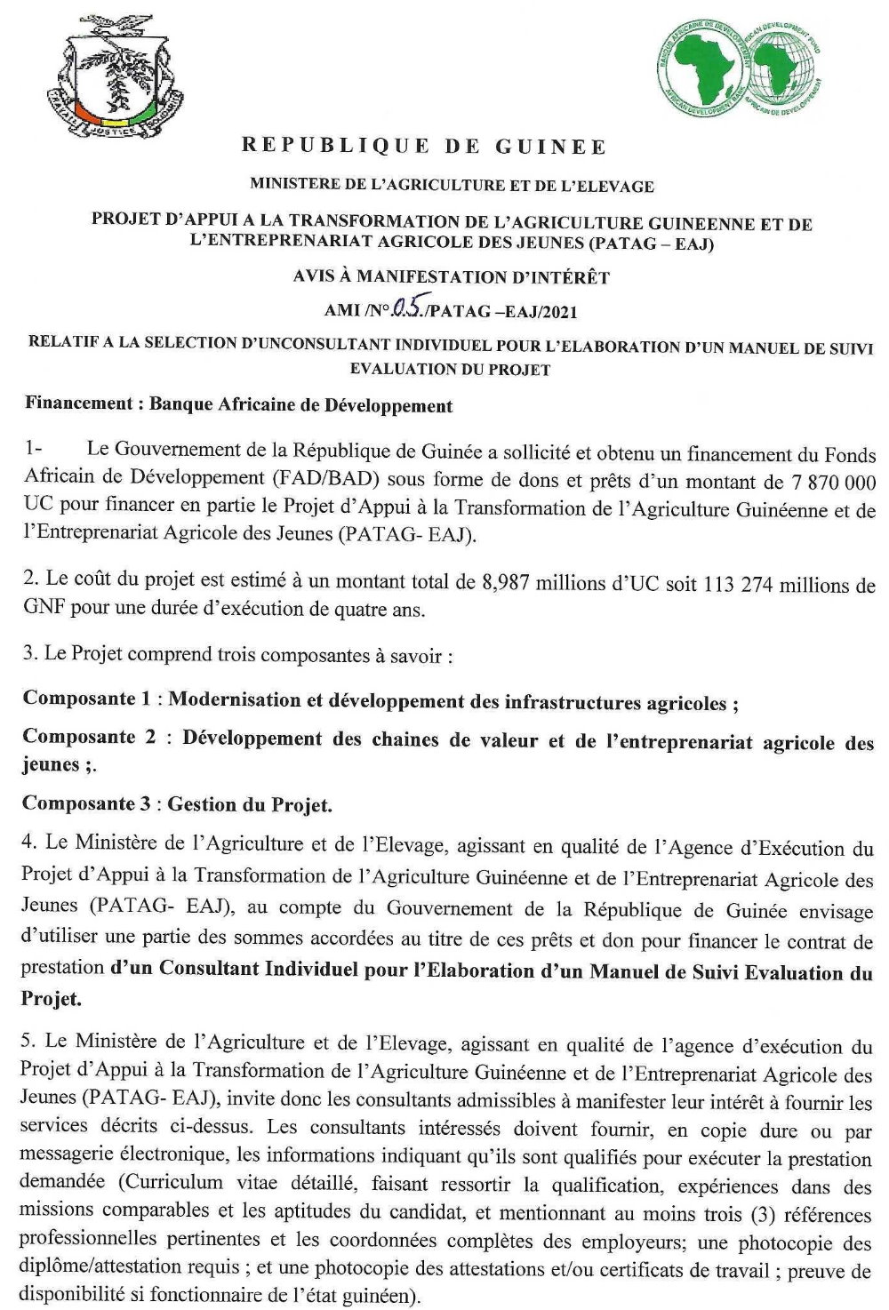 Elaboration d'unManuel de Suivi Evaluation du Projet - BAD p1