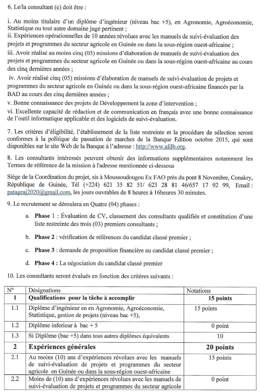 Elaboration d'unManuel de Suivi Evaluation du Projet - BAD p1