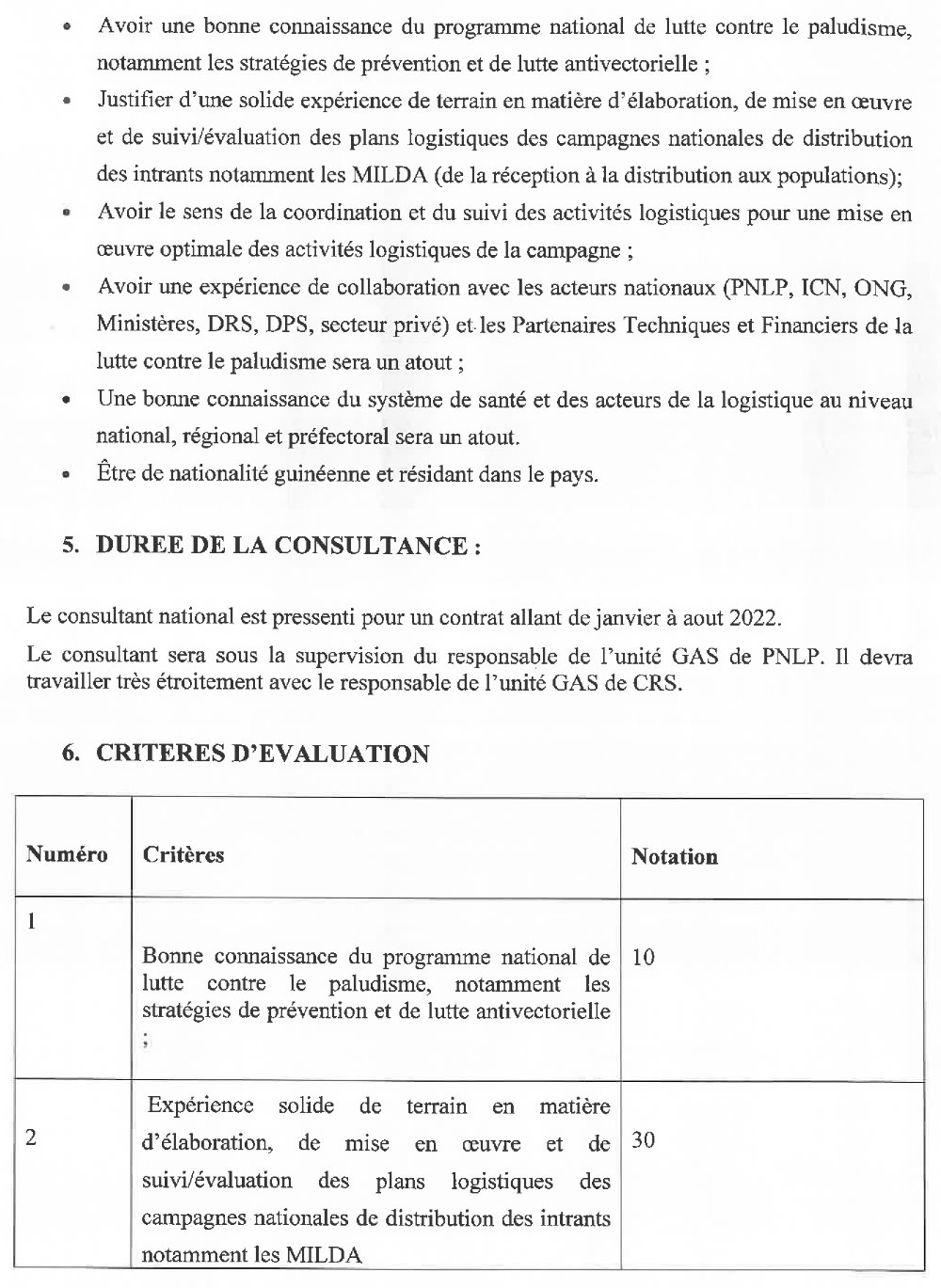 Appel à candidature pour le recrutement d’un consultant national logistique pour la campagne de distribution des MILDA 2022 page 3