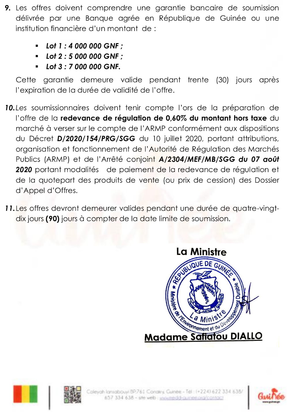 marché de nettoyage des locaux du Cabinet en Trois (03) lots | page 3