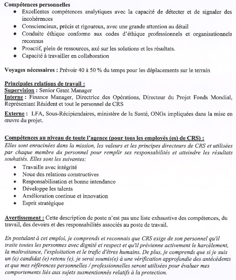 Avis de recrutement d’un Grant Accountant pour la région de Kindia p4