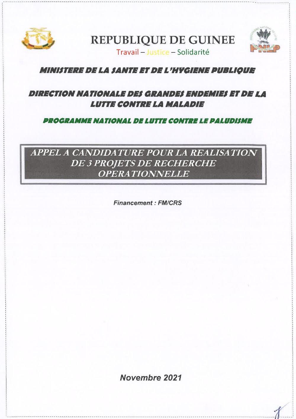 Appel à candidature pour trois (3) Projets de Recherche Opérationnelle p1