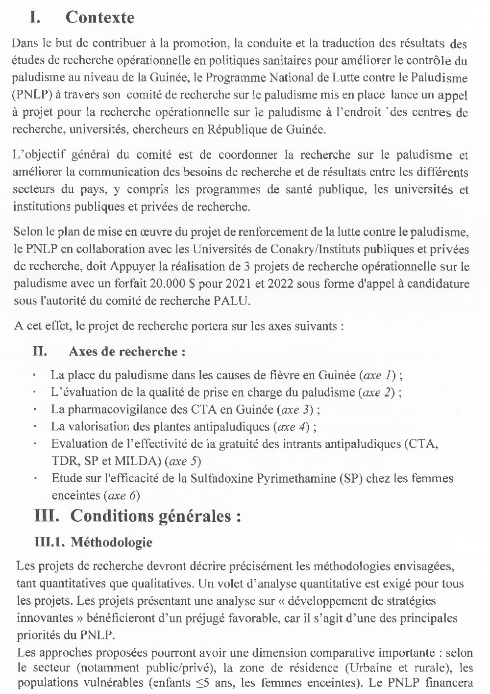 Appel à candidature pour trois (3) Projets de Recherche Opérationnelle p2