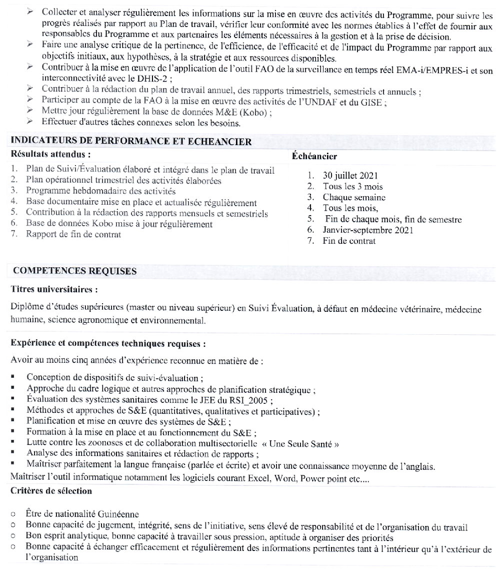 Offres d'emploi FAO en guinée p2