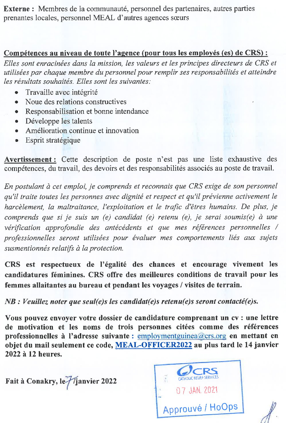 Publication d’un avis pour le recrutement d’un Monitoring, Evaluation, Accountability at Learning(MEAL) Officer page3