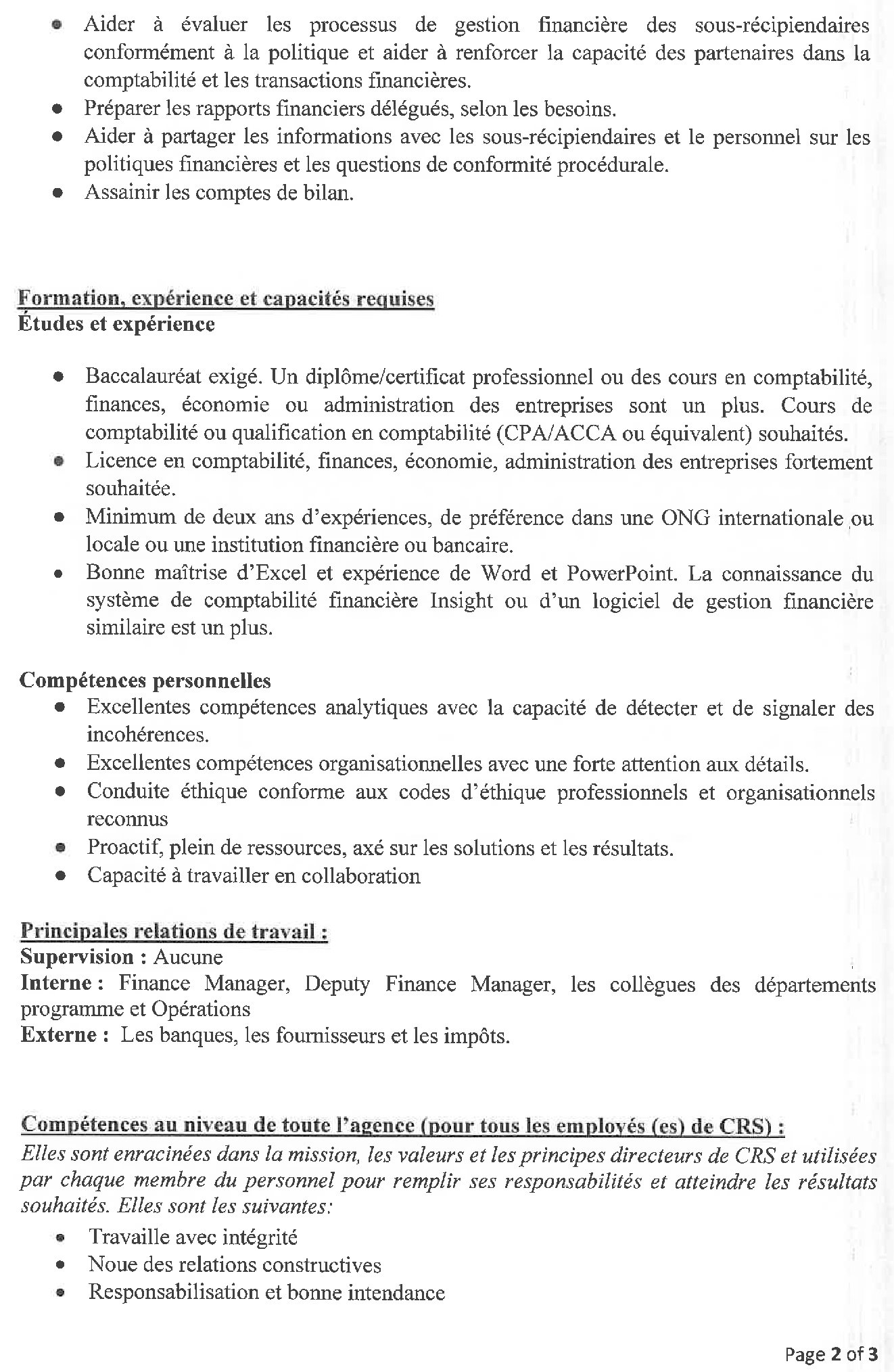 JD recrutement de chargé (e) des finances pour CRS Guinée | page 2