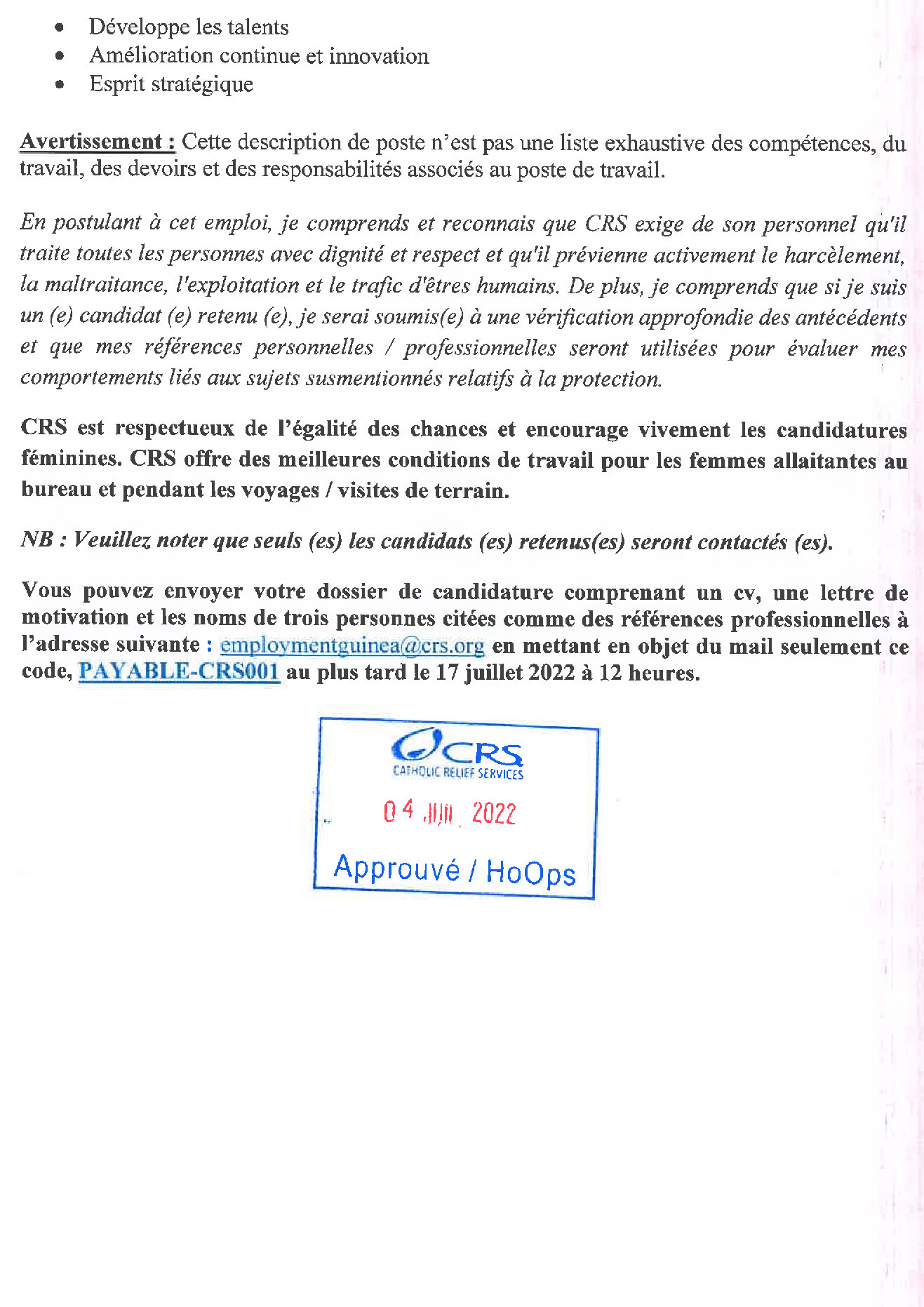 JD recrutement de chargé (e) des finances pour CRS Guinée | page 3