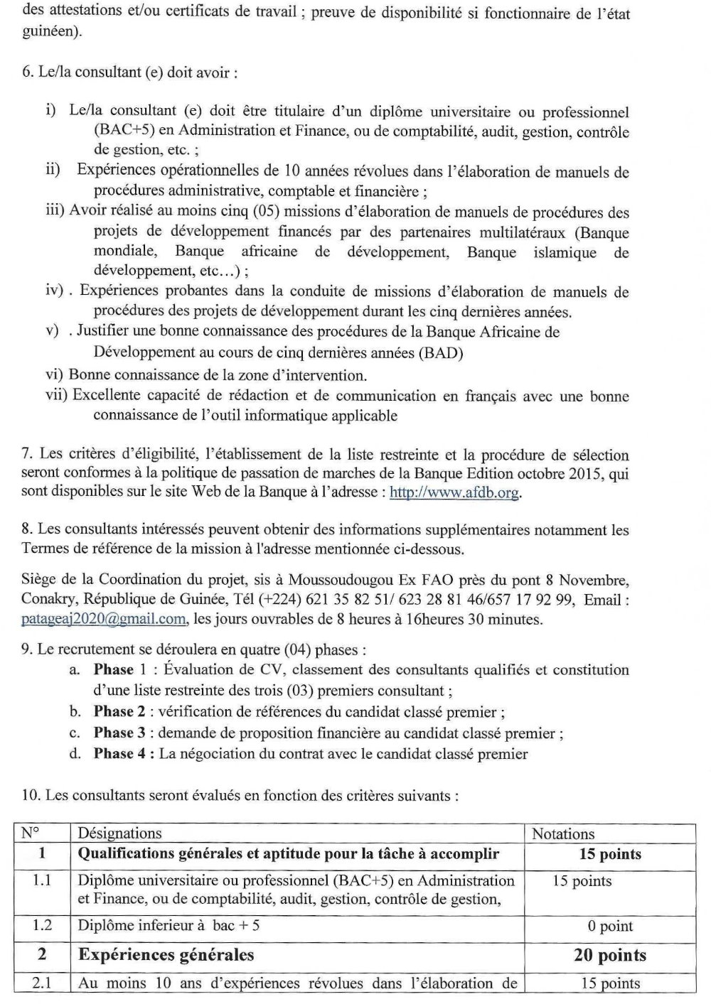 Elaboration du Manuel de Procédure Administrative Financière et Comptable - BAD p2