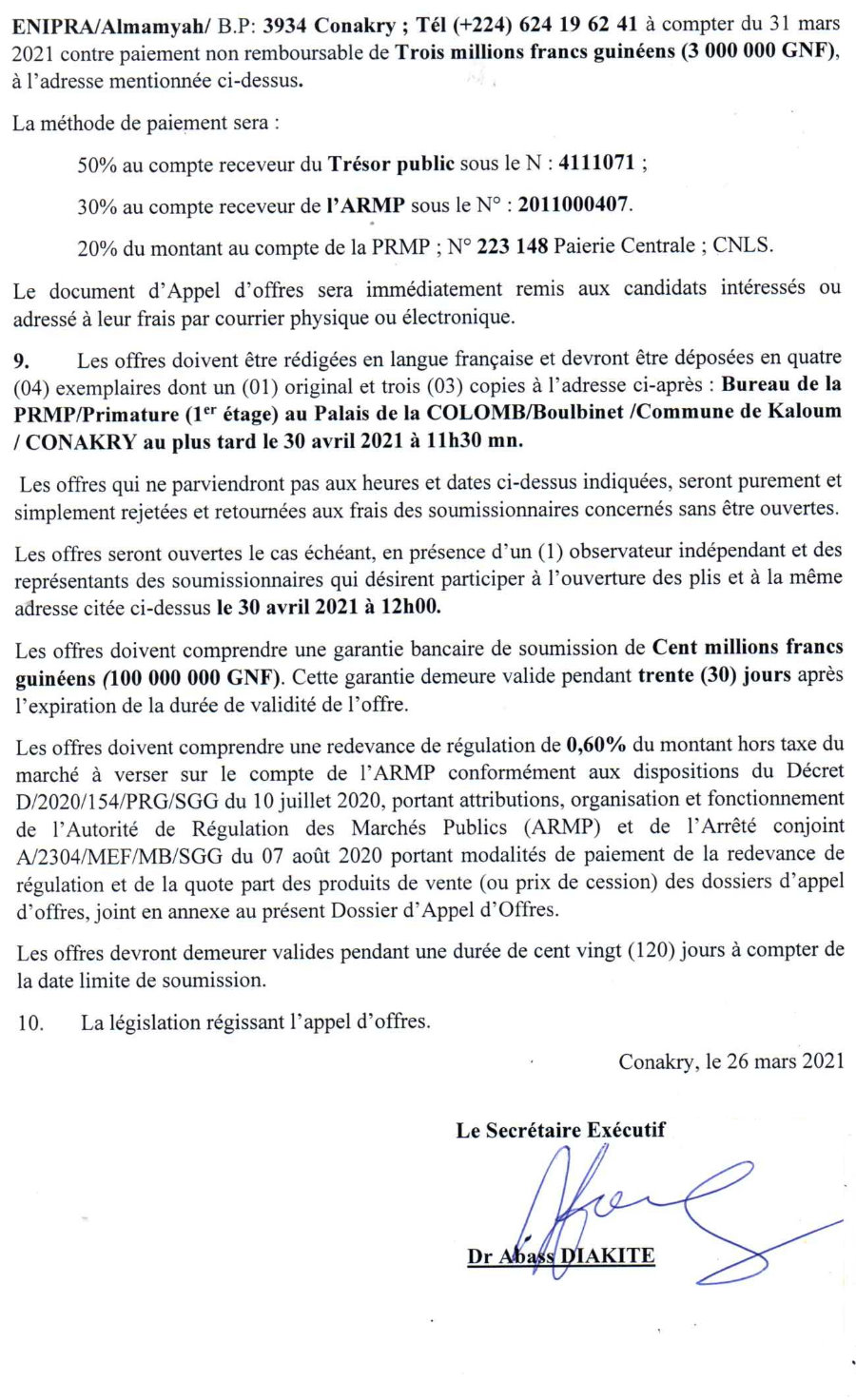 Fourniture de Médicaments Antirétroviraux (ARV) au Compte du SE/CNLS En Faveur des Personnes Vivant avec VIH/Sida p2