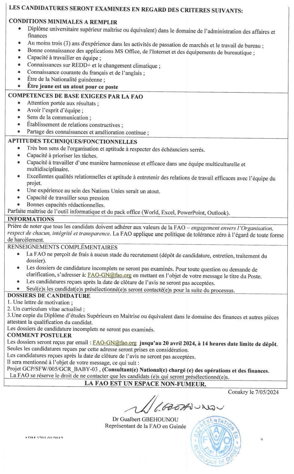 Avis de recrutement d'un Consultant national chargé des opérations et des finances (Consultant(e) National(e) | Page 2