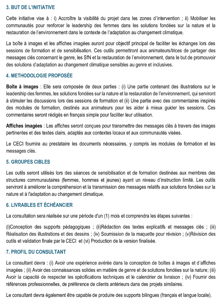 Avis D’appel D’offre Pour La Conception Des Outils De Communication Et De Sensibilisation (Boîte À Images Et Affiches Imagées) Sur Le Leadership Des Femmes Dans Les Solutions Fondées Sur La Nature Et Dans La Restauration De L’environnement | Page 2