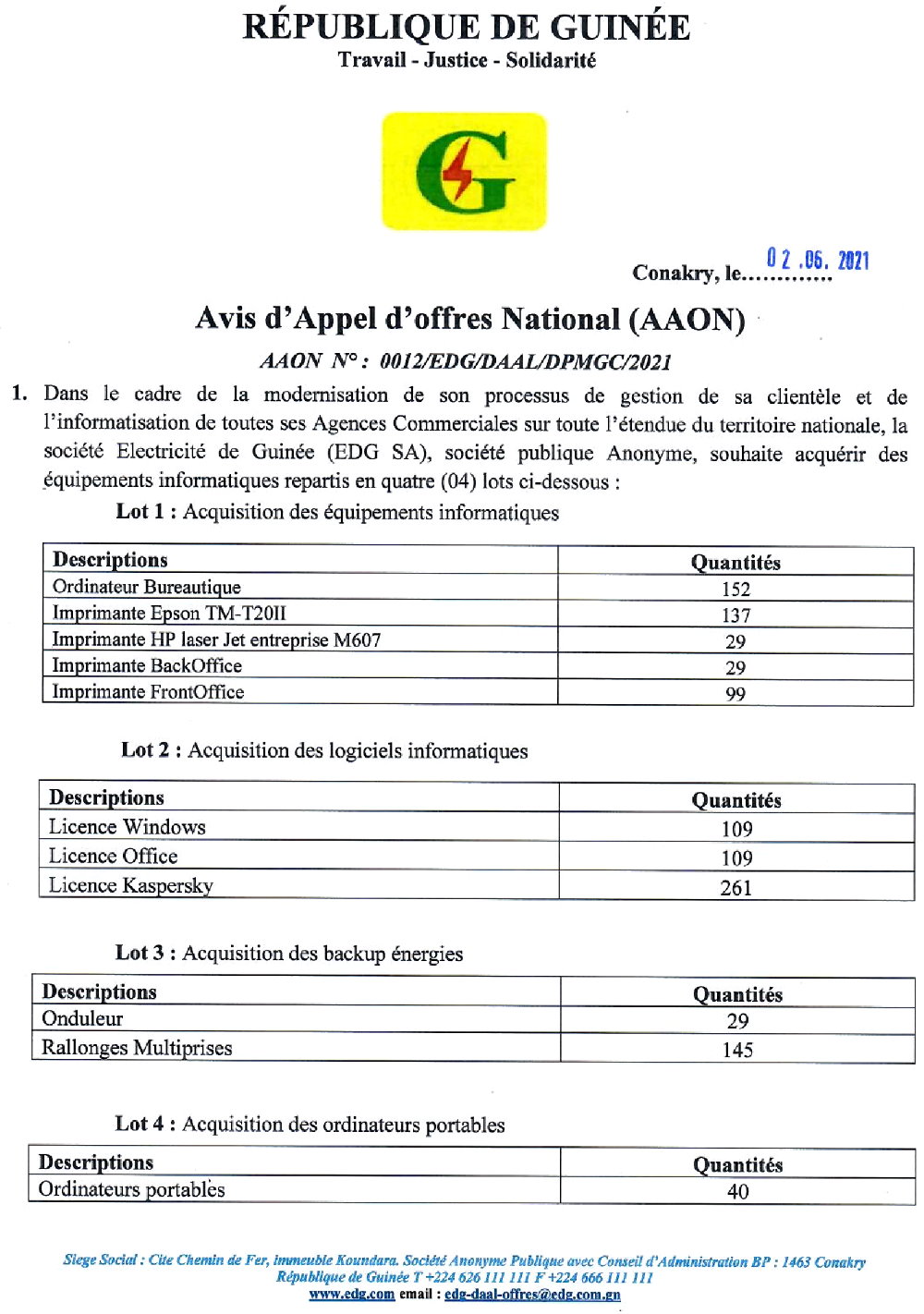 EDG Appel d'Offres p1