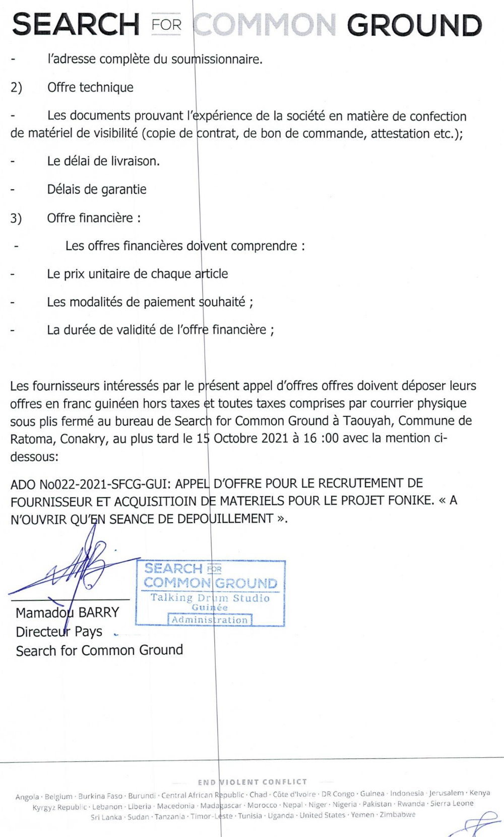 Avis D'appel D'offre Pour L'acquisition De Matériels Au Compte Du Projet FONIKE p5