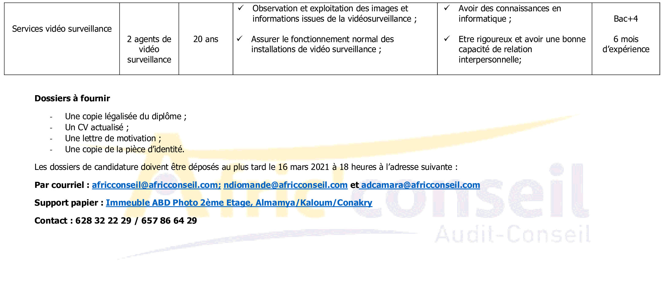 Offres d'emplois en Guinée Conakry