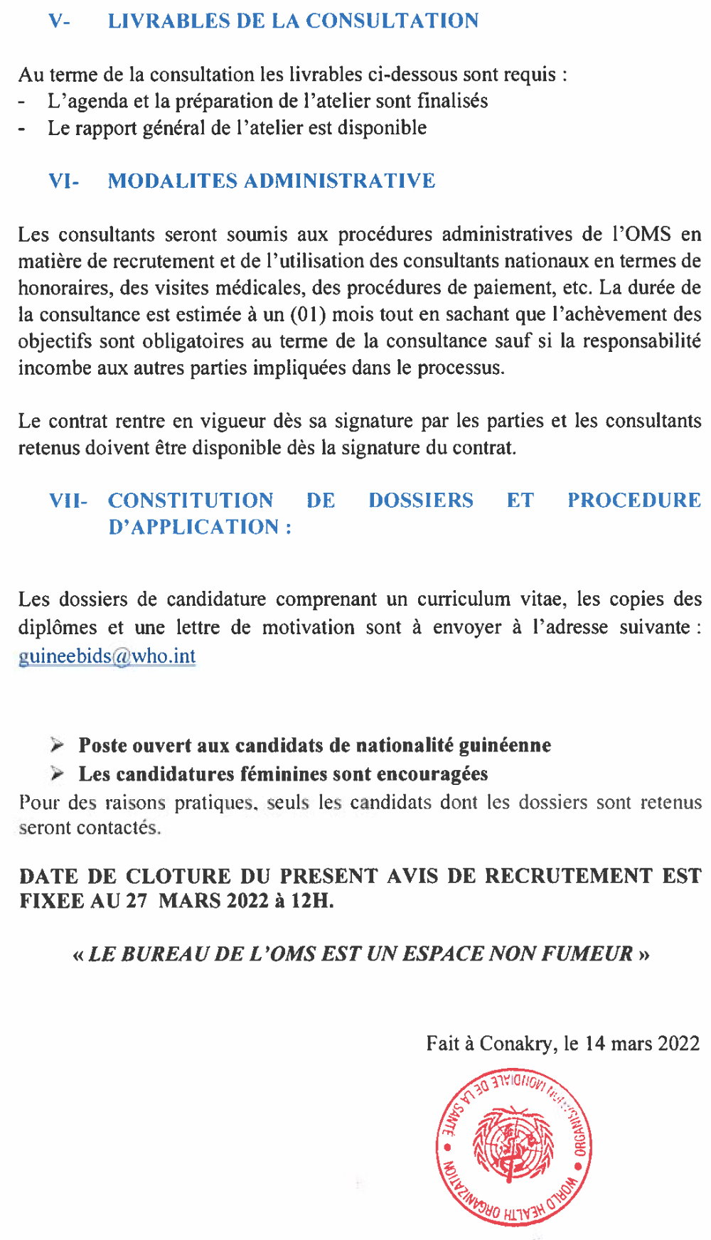 AVIS DE RECRUTEMENT DE QUATRE (4) CONSULTANTS FACILITATEURS POUR L'ORGANISATION D'ATELIER DE FORMATION DE BASE DES DIRECTEURS D'ETABLISSEMENTS A LA GESTION HOSPITALIERE Page 4
