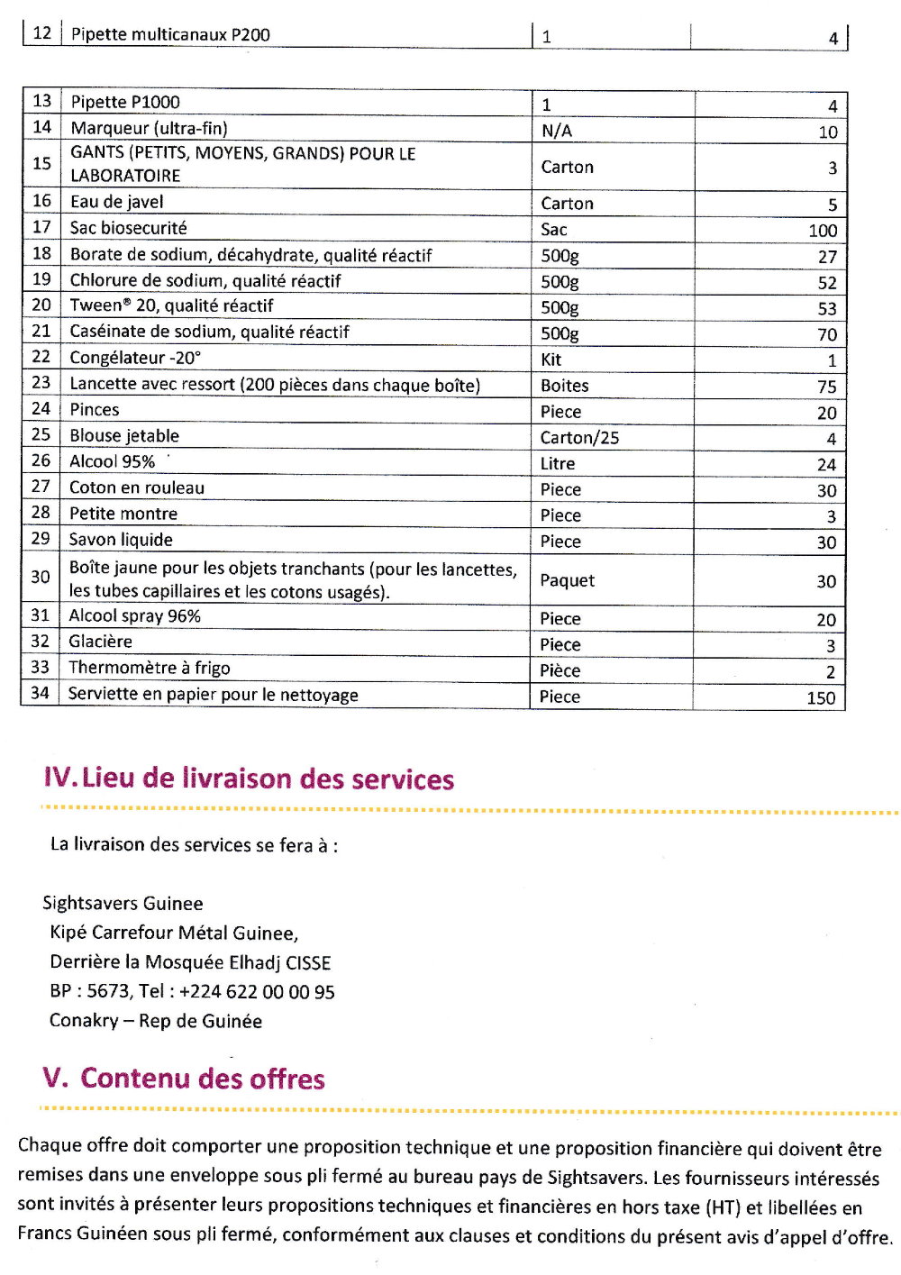 Avis D'appel D'offre De Selection D'une Societé Pour La Fourniture De Materiels De Laboratoire - Page 2