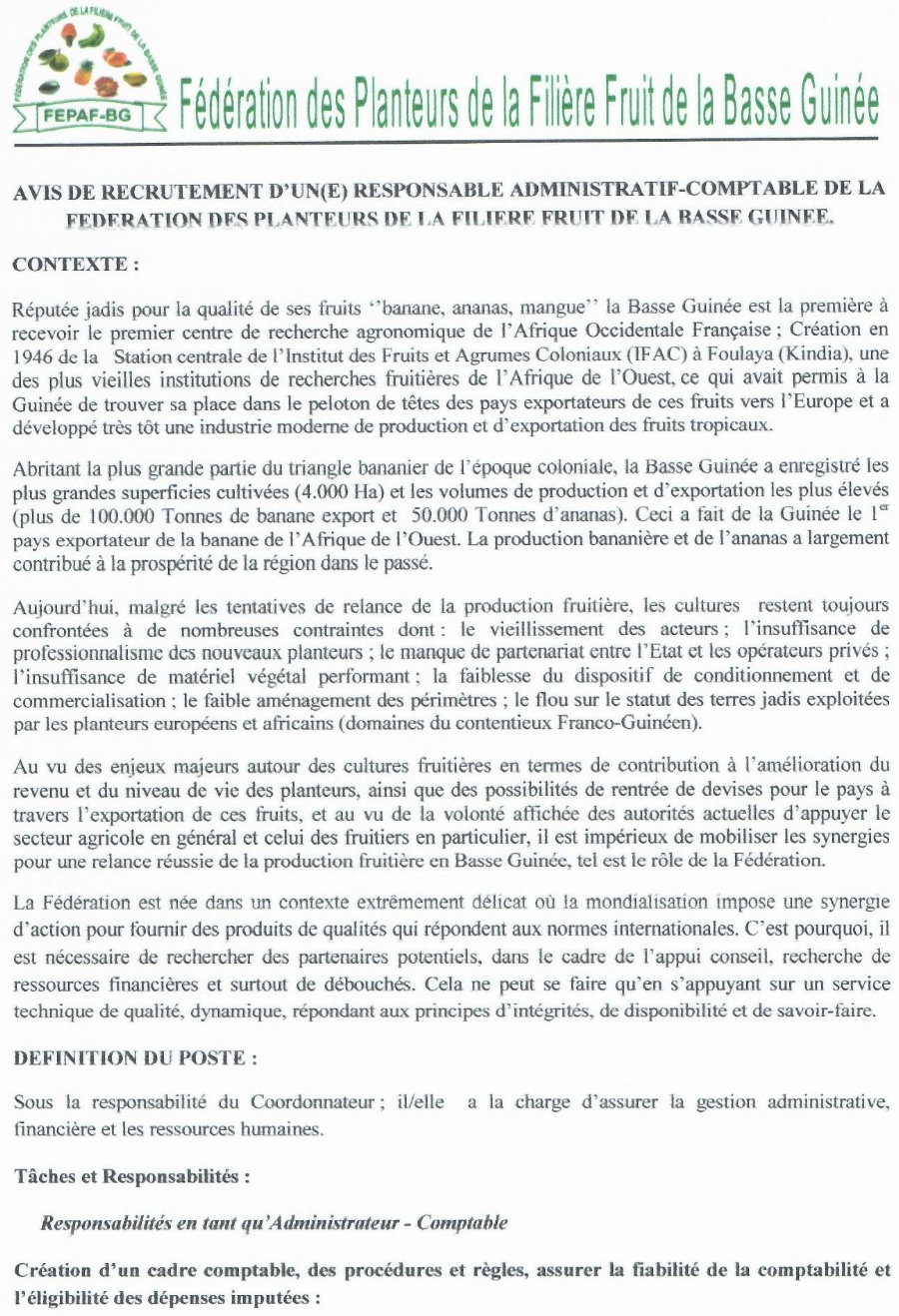 Offres d'emploi en guinée - Gret recrutement responsable administratif et financier