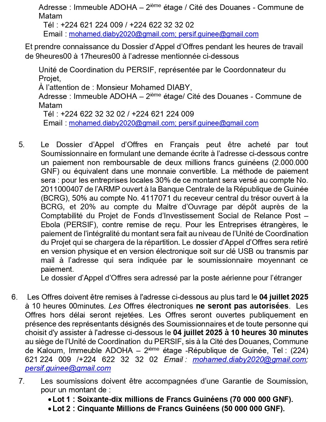 Avis d'appel d'offres pour les Travaux de réalisation de points d’eau pour les établissements scolaires et les structures de santé | Page 3