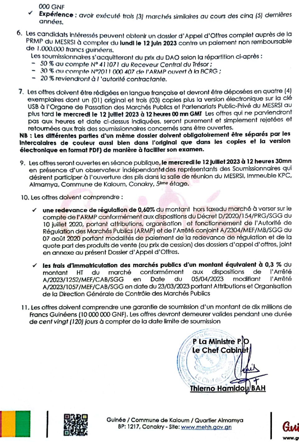 Avis d'appel d'offres pour le marché d'acquisition des Équipements du laboratoire de biologie et microbiologie de l'Université de Kindia en un lot unique | Page 2