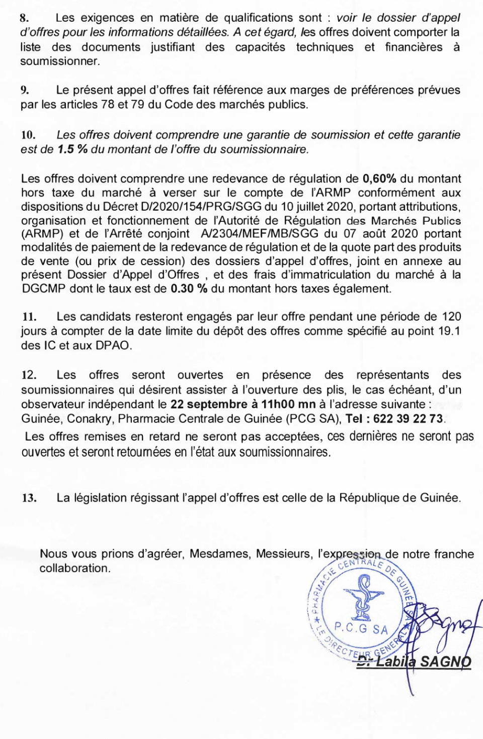 Acquisition de médicaments et de dispositifs médicaux en faveur du Ministère de la santé et l'hygiène publique | Page 3