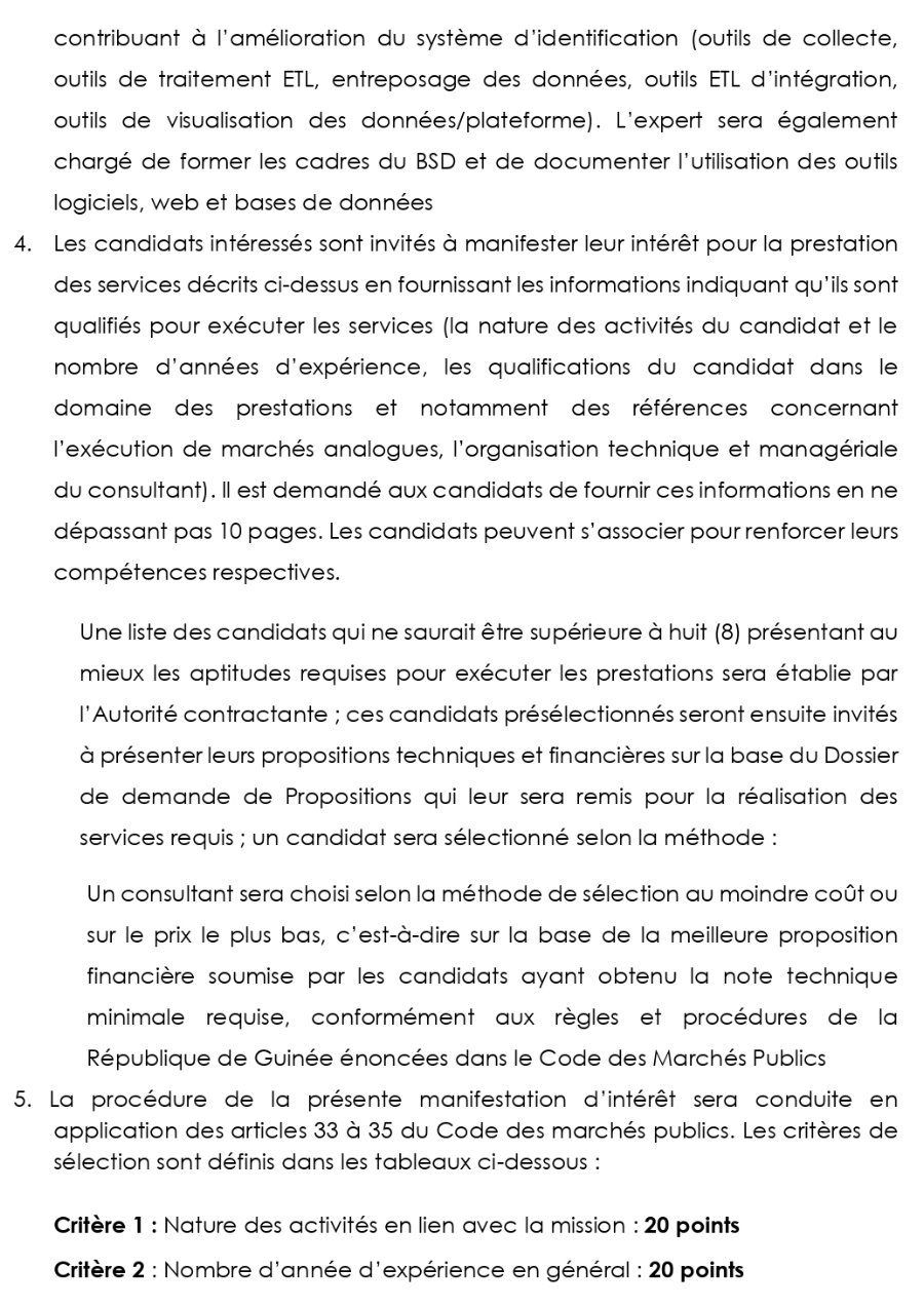 Sélection d’un consultant en charge d’appuyer le bureau de stratégie et de développement du MEPUA dans la mise en œuvre de la plateforme de l’identification nationale de l’Education | Page 2