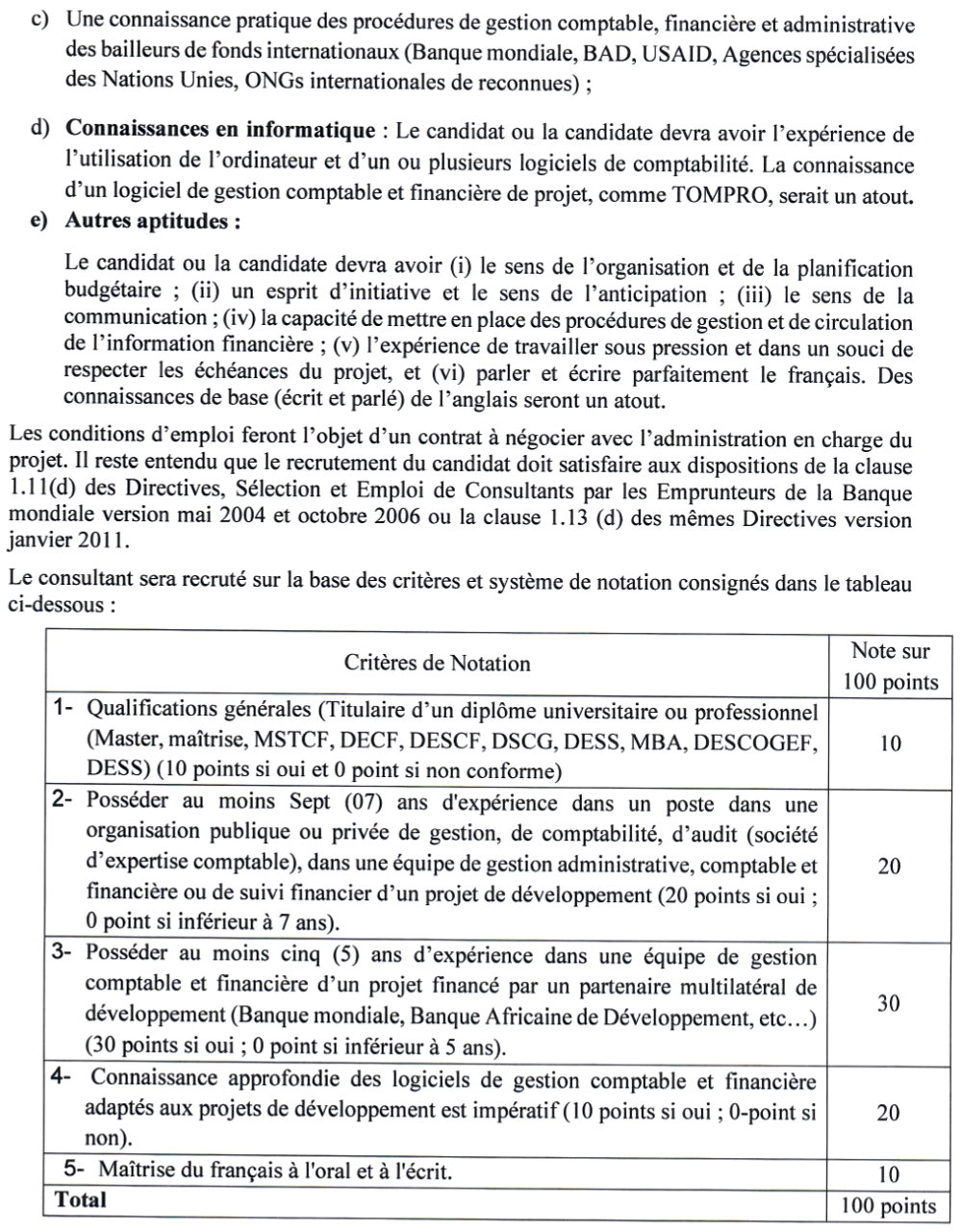AVIS A MANIFESTATION D’INTERET POUR LE RECRUTEMENT D’UN RESPONSABLE ADMINISTRATIF ET FINANCIER DU PUEG | Page 4