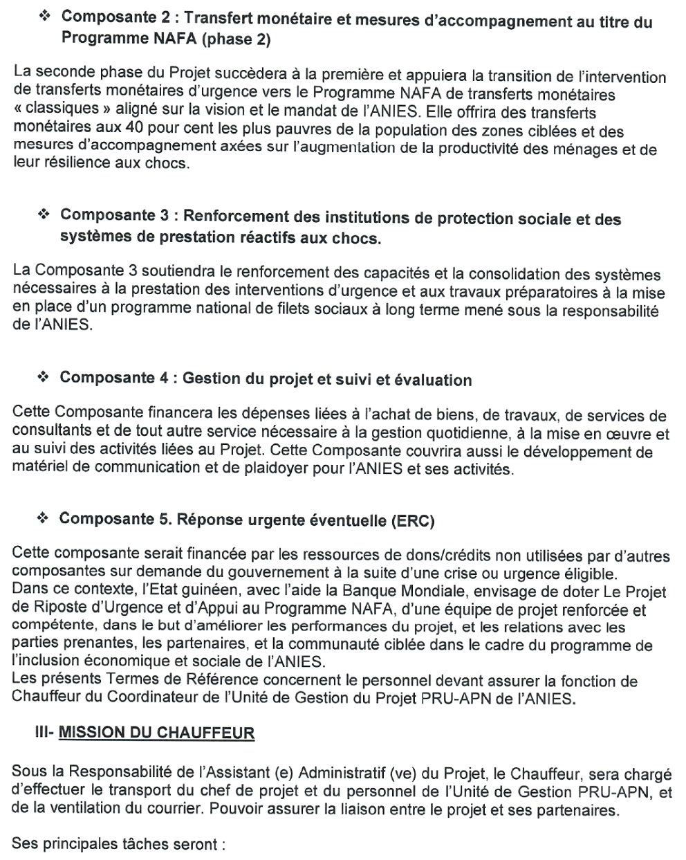 Avis A Manifestation D’intérêt Pour Des Services De Consultants Pour Le Recrutement D’un Chauffeur | page 3