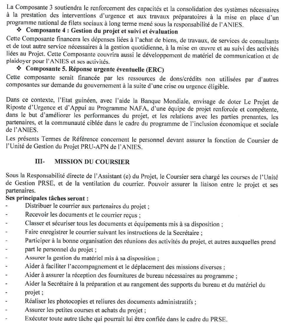 AVIS A MANIFESTATION D’INTERET POUR DES SERVICES DE CONSULTANTS POUR LE RECRUTEMENT D’UN COURSIER | Page 3