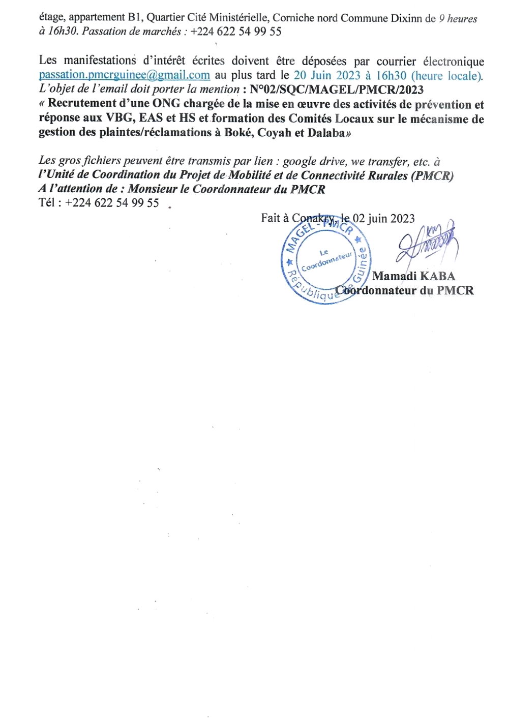 Recrutement d’une ONG chargée de la mise en œuvre des activités de prévention et réponse aux Violences Basées sur le Genre (VBG) | Page 5