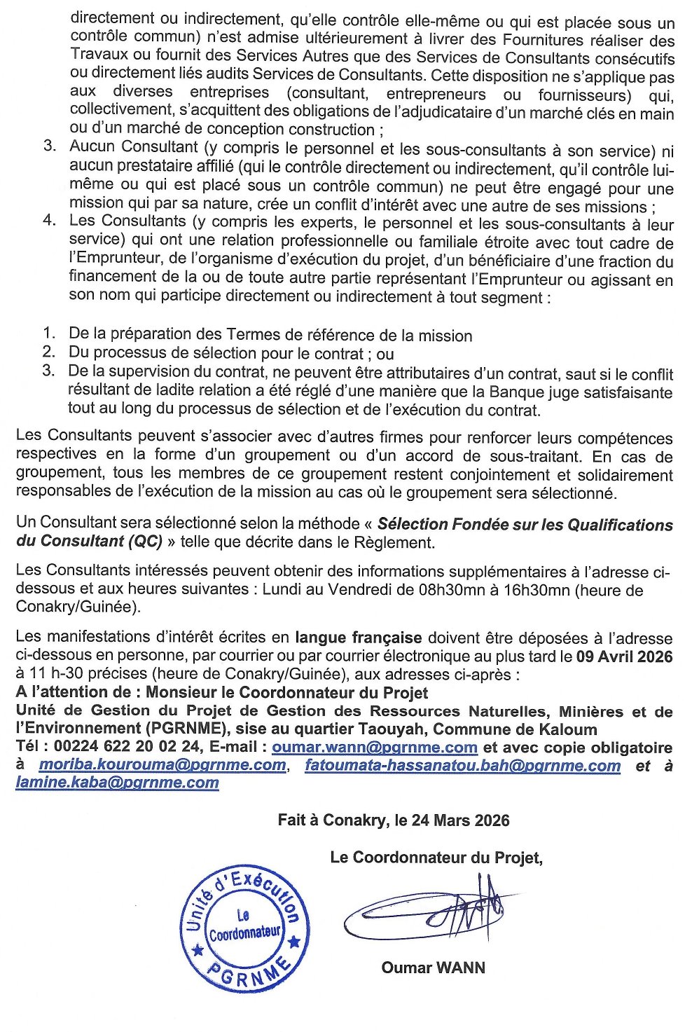 SOLLICITATION DE MANIFESTATION D’INTERET EVALUATION ET L’OPTIMISATION DE LA GESTION DU PORTEFEUILLE MINIER DE LA SOGUIPAMI | Page 3