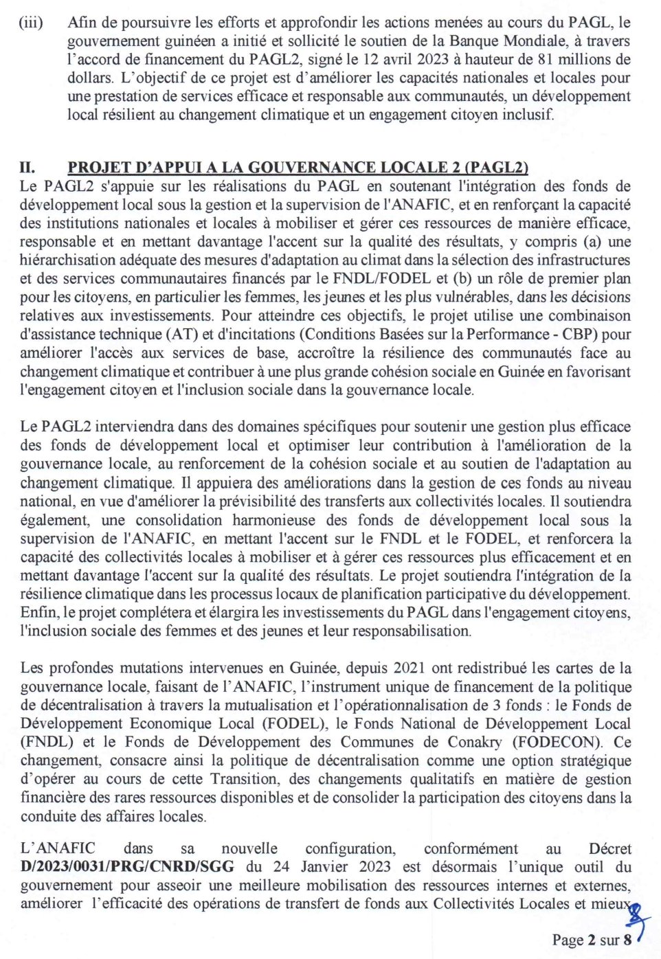 Appel a manifestation d’interet pour le recrutement d’un assistant en passation des marchés pour le pagl2 | Page 2