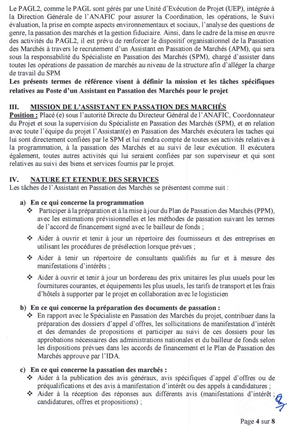 Appel a manifestation d’interet pour le recrutement d’un assistant en passation des marchés pour le pagl2 | Page 4