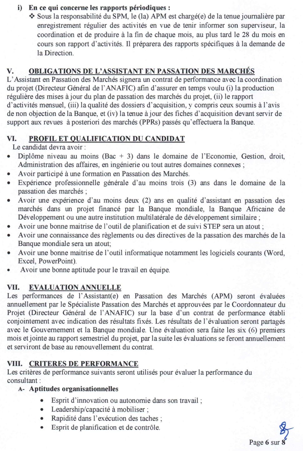 Appel a manifestation d’interet pour le recrutement d’un assistant en passation des marchés pour le pagl2 | Page 6