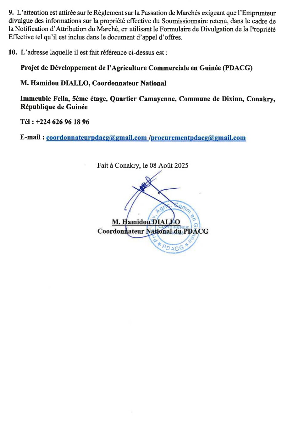Appel d’Offres National pour la fourniture et livraison sur sites de matériels de conditionnement des produits agricoles | page 3