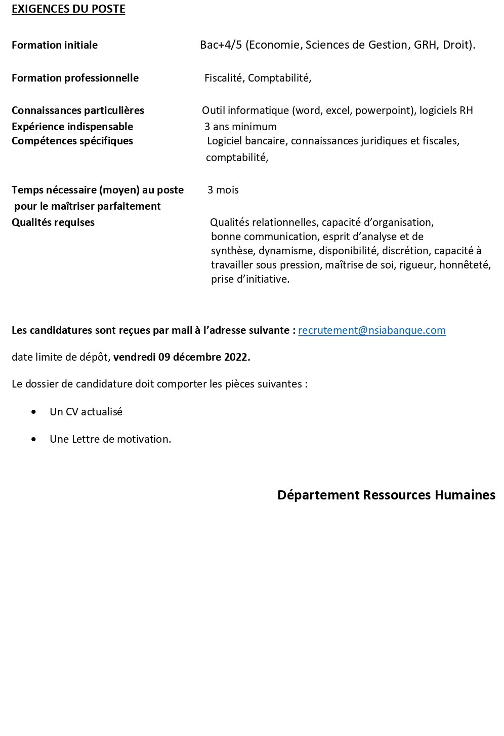 AVIS DE RECRUTEMENT D'UN RESPONSABLE PAIE ET ADMINISTRATION | Page 3