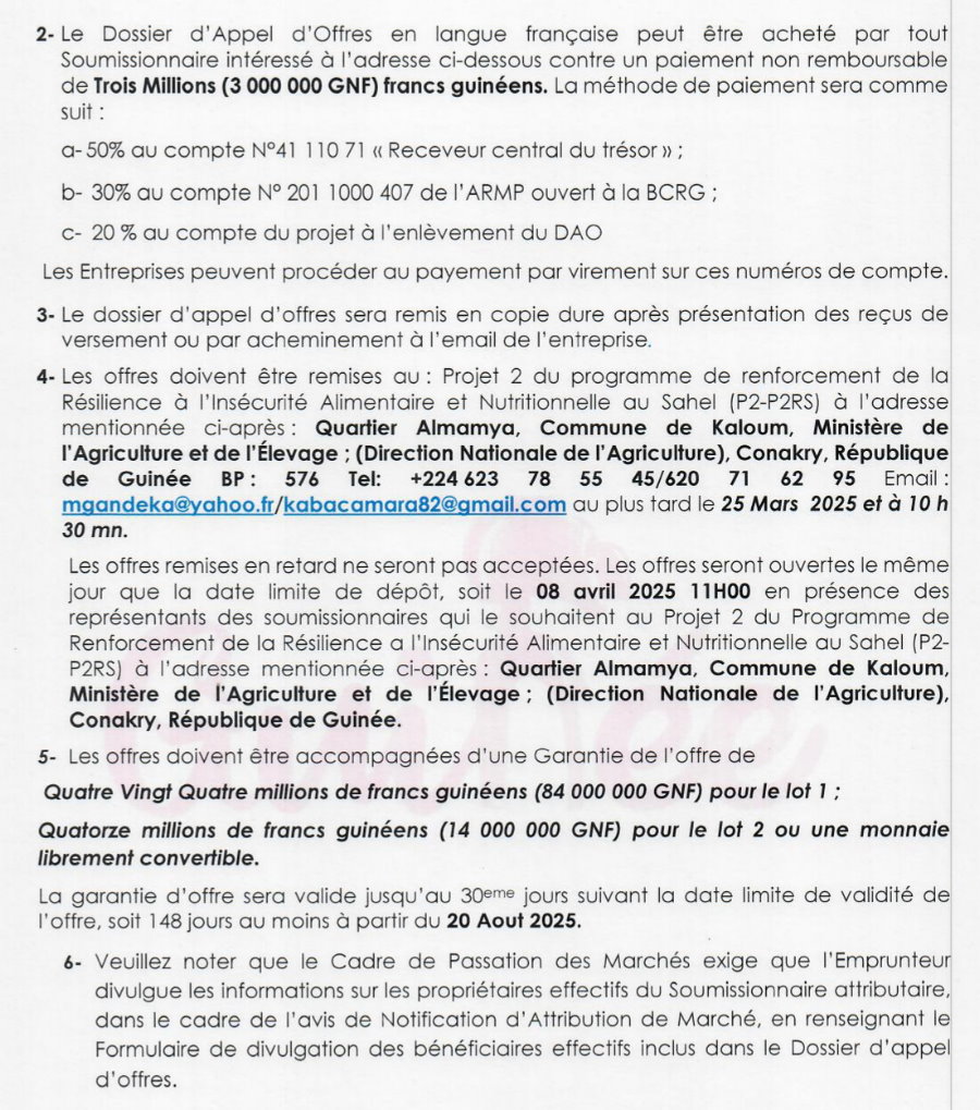 Marchés Acquisition de matériels roulants (véhicules et motos) en deux (2) lots | Page 2